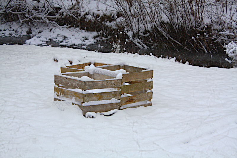 Compost Bins in Transition. Compost bins, riding out the
		winter. January 31, 2026