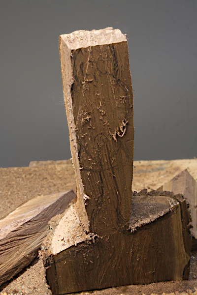 Blocked out owl sculpture frontal view.