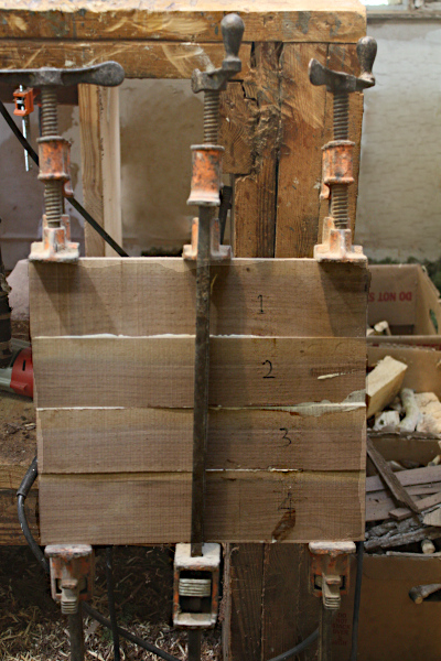 Hollowed out bowl and smaller 
		pieces from red section.