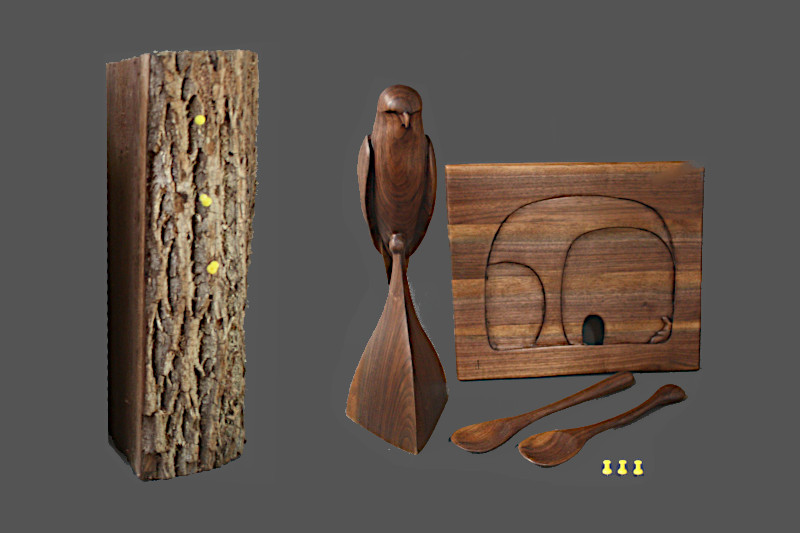 Various Carvings from the white section of walnut log