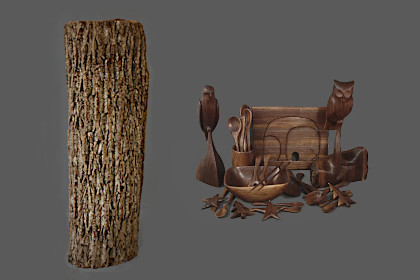 Various Carvings From a Walnut Log
